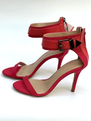 Sandálias de salto alto Zara vermelha com alça no tornozelo UK3 EUR36 US6 ref 3606 201 - Imagem 1 de 4