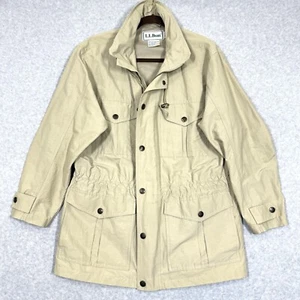 Vintage LL Bean Jacket Mens Medium Barn Chore Coat Field Safari Nylon Blend 90s - Picture 1 of 17