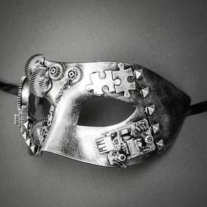 Silver Venetian Steampunk Prom Costume Halloweeen Party Masquerade Eye Mask NEW - Picture 1 of 4
