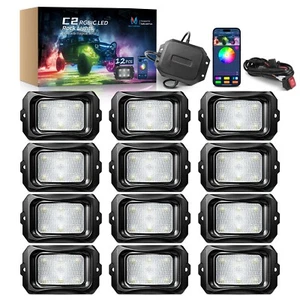 MICTUNING C2 Max 12 Cápsulas RGB+IC Persiguiendo Color LED Kit de Luces de Roca, Efecto Hágalo Usted Mismo - Imagen 1 de 24