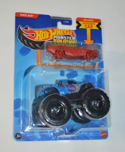 HOT WHEELS 2025 MONSTER TRUCKS - RACE ACE BLUE INCLUDES CHRUSHABLE CAR ! - Picture 1 of 4