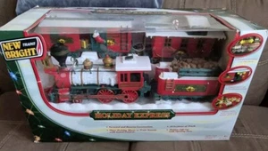 1986 New Bright Holiday Express Train 4 Cars Set 18 Tracks G W/box - Picture 1 of 8