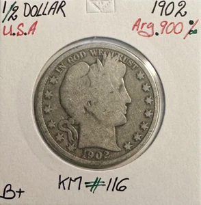 ETATS-UNIS - USA - 1/2 DOLLAR 1902 - Pièce de Monnaie en argent // Qualité : B - Imagen 1 de 2