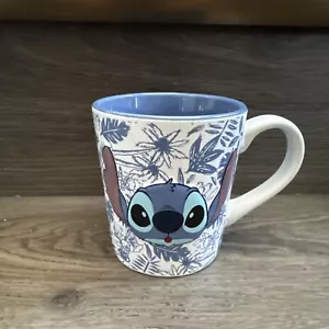Disney STITCH Luau Embossed 12oz Ceramic Mug Blue And White New With Tag - Picture 1 of 5