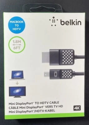 Belkin Mini DisplayPort to HDMI Cable [ 6ft BLACK ] NEW - Image 1 of 4
