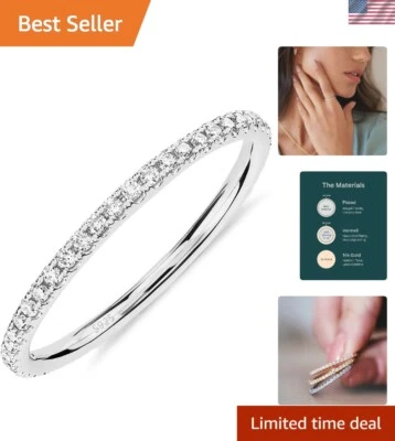 Chic Size 7 Eternity Ring with 14K Gold Plating and CZ Diamonds - Stackable - Image 1 of 4