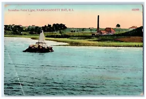 1909 Sassafras Point Light Lighthouse Narragansett Bay Rhode Island RI Postcard - Picture 1 of 2
