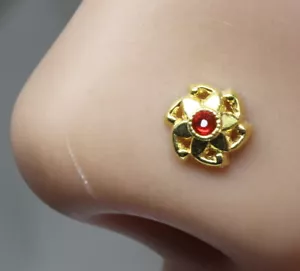 Ethnisch Indisch Nasenstecker Vergoldet Nasen Ring Verdreht Piercing L Biegung - Bild 1 von 3