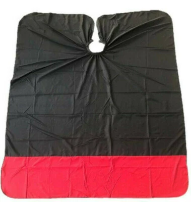 Friseurumhang schwarz rot mit Hakenverschluss, Frisierumhang, Umhang, Friseur