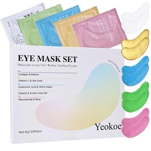 Under Eye Patches for Dark Circles,Eye Mask Puffy Eyes 20Pairs, Mix5color - Picture 1 of 9