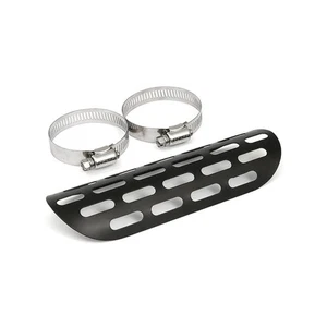 Black Old School Slotted Exhaust Heat Shield Cover (<60mm) Highway Hawk 65-559 - Picture 1 of 4
