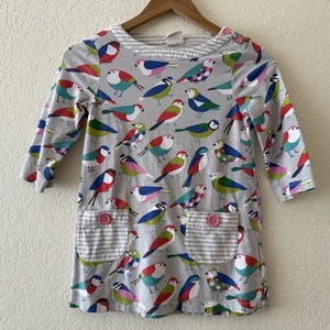 Mini Boden Tunic Top Girls Size 9 10 Front Pockets 3/4 Sleeve Bird Print - Picture 1 of 12