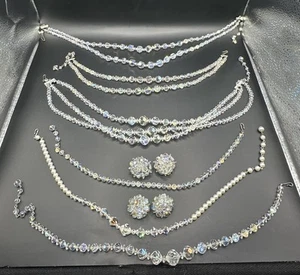 AB Crystal Beaded Jewelry Lot #1 Double, Triple & Single Strand Necklaces & Ears - Bild 1 von 8