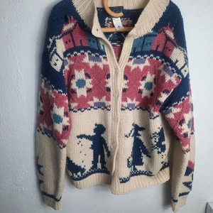 Vintage Woolrich Pullover Damen Medium Wolle Junge Mädchen Herz Huhn Strickjacke Landhaus - Bild 1 von 10