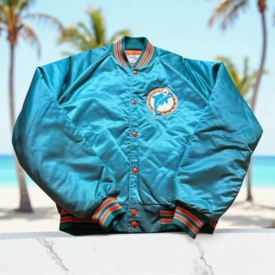 Chaqueta de satén grande vintage Chalk Line Miami Dolphins NFL para hombre Foto 1 de 4