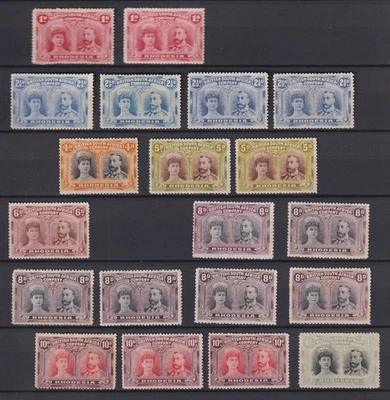 Rhodesia 1910 Collection of 20 stamps / HIGH VALUE! / double Heads - Image 1 of 2