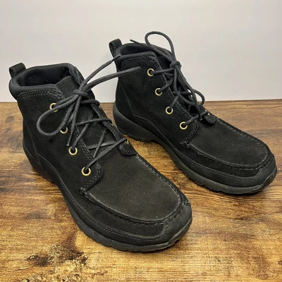 Botas Lands' End de camurça preta com cadarço robusto sola de piso caminhada casual feminina 9 - Imagem 1 de 4