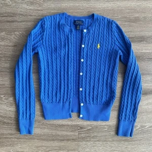 Polo Ralph Lauren Knit Cardigan Blue Youth Medium 8-10 - Picture 1 of 18