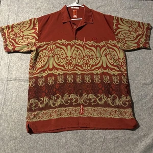 Vintage Ecko Unltd Hawaiian Shirt Men’s XL Red Baroque Tribal Aloha Button Up - Picture 1 of 8