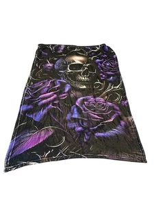 NEW small lap blanket throw approx. 38x30 inches toddlers kids skulls roses - Picture 1 of 2