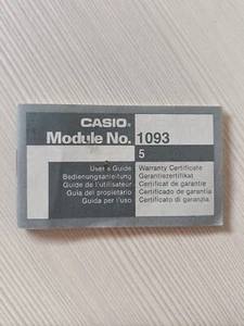 CASIO Libretto d'istruzione Orologio 1093 + Garanzia Warranty - Picture 1 of 2