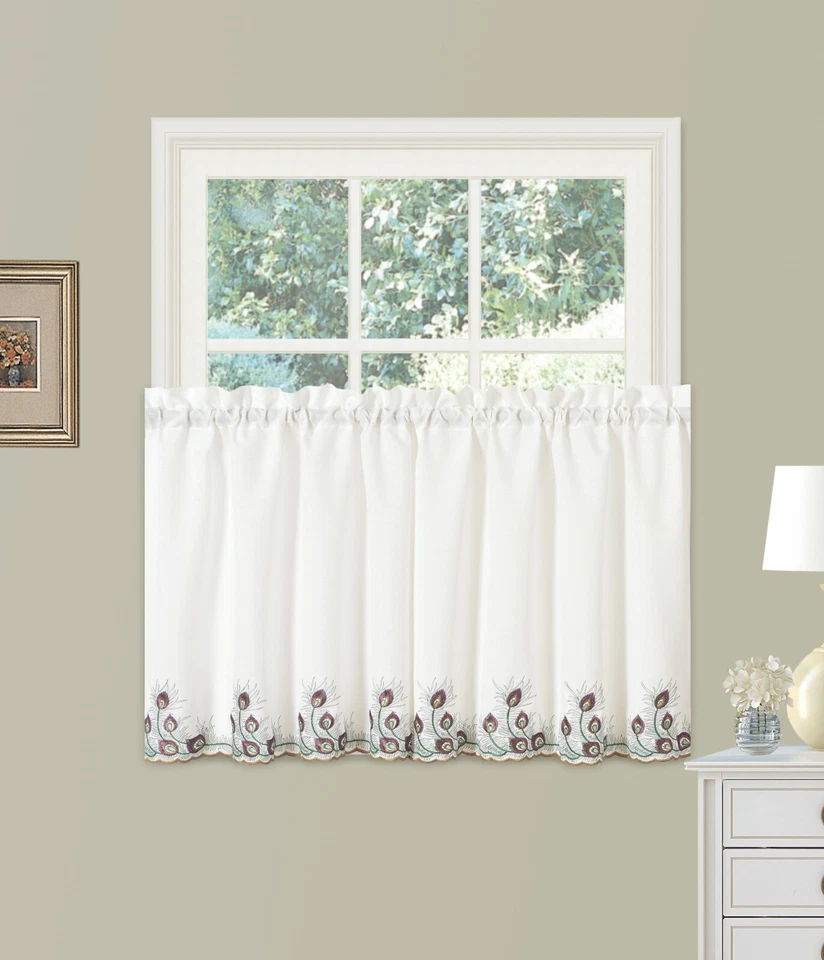 Colección Cortina de Cocina Bordada Pavo Real Foto 1 de 2