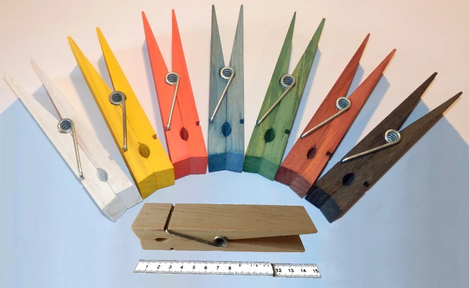 XXL Riesen Holzklammern Wäscheklammern Deko Klammer natur, farbig, einzeln & Set - Bild 1 von 1