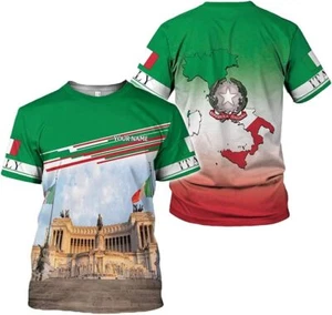 Personalized Italian Pride Tshirt Italy Italia Shirt Italy Map Italia Flag Tee - Picture 1 of 6