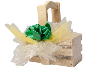 Colorful Sturdy Easter Ribbon Wooden Spring Basket Eggs Candy Holiday Decor - Picture 1 of 3