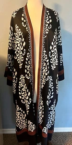 NWT Chico's Bold Motif Printed Chiffon Kimono Boho Chic Artsy Duster L/XL HTF - Picture 1 of 9