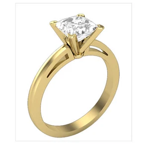 14k Yellow Gold Over 1.25Ct Princess Cut SimulateDiamond Solitaire Promises Ring - Picture 1 of 7