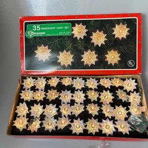 35 Light Foil & Plastic Sparkle Vintage House Of Lloyd Light Set Red Or Silver - Picture 1 of 12