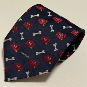 Vintage Moschino Krawatte Hund und Knochen Haustier auffällig cool Designer Luxus OOAK - Bild 1 von 23