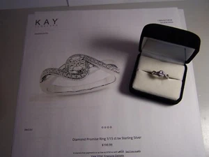 NEU KAY JEWELERS 21 DIAMANT STERLINGSILBER KREUZUNG VERSPRECHEN RING 6 1/2 - Bild 1 von 9