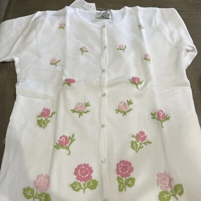 Cárdigan Stitches In Time rosa disperso blanco talla grande o 14-16  Foto 1 de 4