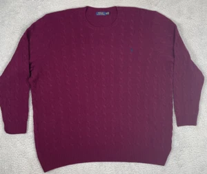 Suéter Polo Ralph Lauren Tejido con Cable Lana Cachemira Para Hombres 4XLT Ciruela Grande y Alto - Imagen 1 de 9