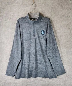 NHL Officially Licenced Seattle Kraken 1/4 Zip Pullover Top Mens XL Gray NEW - Picture 1 of 11