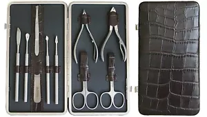 Cuero CROCOGRABADO 10 piezas Set Manicura Estuche Manicura Inoxidable RICHARD JÄGER - Imagen 1 de 4