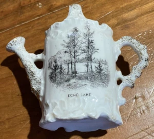 Antiguo recuerdo lata de agua de porcelana ECHO LAKE NH de N. W. Pease Conway Carlsbad - Imagen 1 de 10