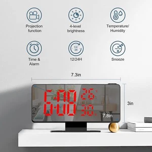 7.8" LED Digital Alarm Clock Thermometer Temperature Humidity Monitor Timer - Picture 1 of 18