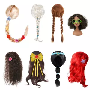 Kids Wigs Princess Girls Elsa Mermaid Hair Costume Accessories Cosplay Wigs - Picture 1 of 18