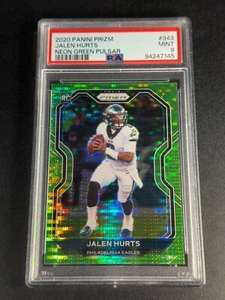 Jalen Hurts 2020 Panini Prizm #343 Neon Green Pulsar Rookie RC PSA 9 Eagle NFL - Bild 1 von 6