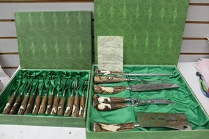 Solingen Klaus Tragbar Deko Hirschhorngriff 17-tlg Steakgabel Fleischtranchierset - Bild 1 von 17