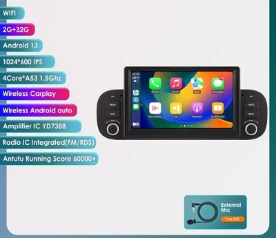 RADIO PER FIAT PANDA 312 7" BLUETOOTH USB MP5 GPS WIFI ANDROID CARPLAY 2/32 - Immagine 1 di 4