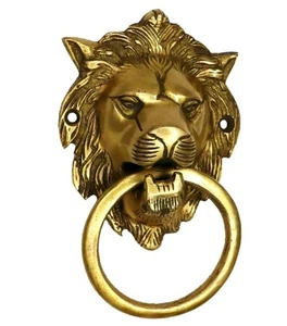 Lion Shape Antique Vintage Style Handmade Brass Door Knocker Home Decor Figure - Picture 1 of 8
