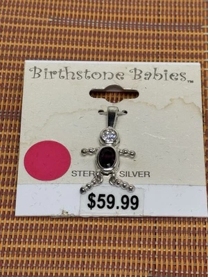 Dije o colgante de plata esterlina para niño circonita cúbica púrpura piedra de nacimiento de febrero bebé niño Foto 1 de 4