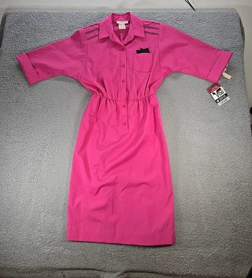 Vintage J. H. Cousins 80's Pink Shirt Dress Women's Size 10 NO Belt - Image 1 of 4