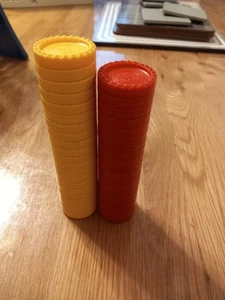 Mb Games 1975 Connect 4 Counters Gir Spares 21 Yellow 19 Red - Picture 1 of 2