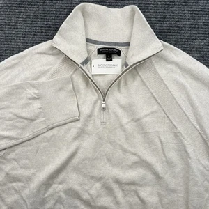 Banana Republic Men’s Large Sweater Cotton Cashmere 1/4 Zip Pullover Cream - Bild 1 von 6