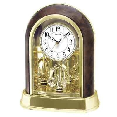 Rhythm Gold Arch Wood Effect Mantel Clock  4SG696WT23 - Image 1 of 2